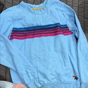 Aviator Nation Light Blue Sweater with Stripes